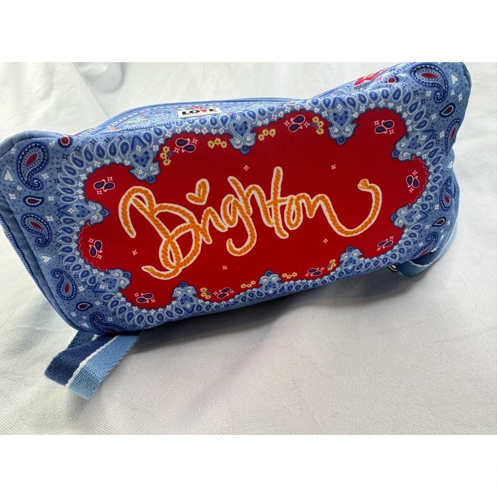 Brighton Love Blue Paisley Bandana Print Canvas Backpack Bag Floral Heart